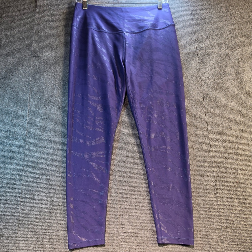 CALIA Leggings Women L Purple Excellent Metallic Tiger Print WAX32218